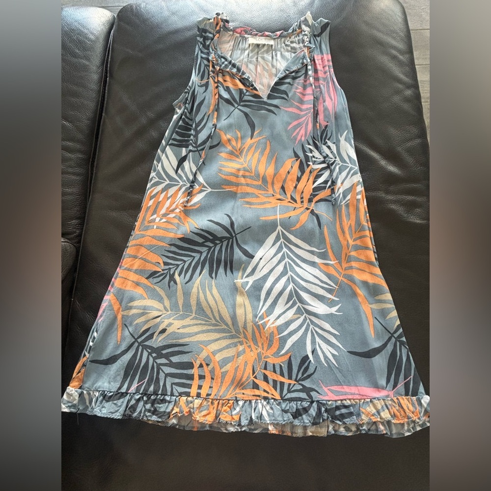 LOFT Multicolor Leaf Pattern Sleeveless Dress Siz… - image 2